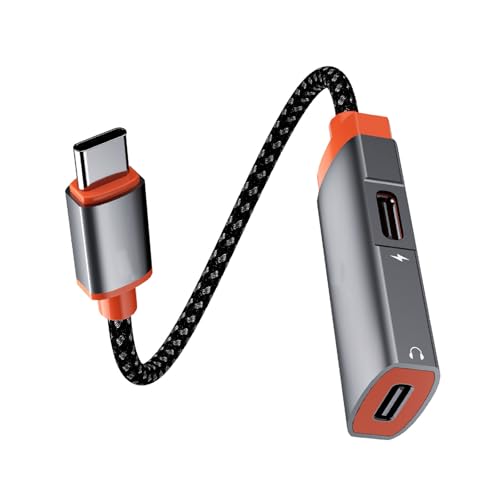 Avejjbaey USB C Auf Doppel USB C Kopfhörer Und Ladeadapter 2-in-1-USB C Splitter Mit PD60W Schnellladung