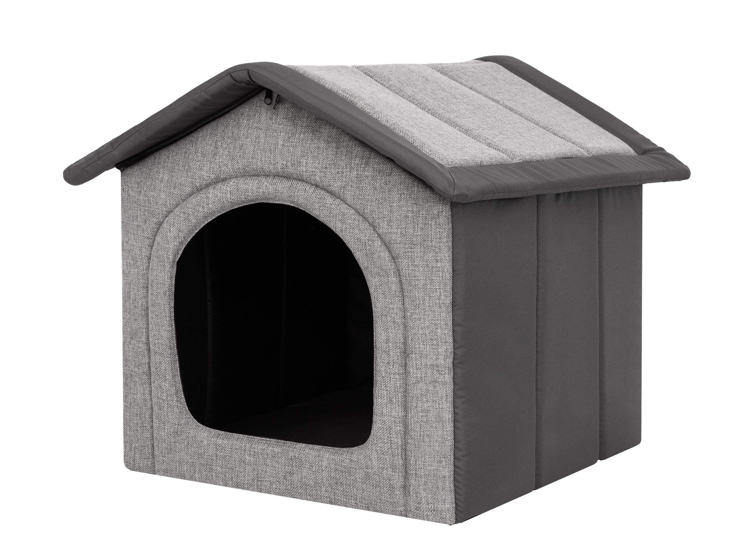 Hundehütte Hundehöhle Hundebett Hundehaus Katzenhöhle Größe XXXL - 76x72 cm hellgrau mit Graphit