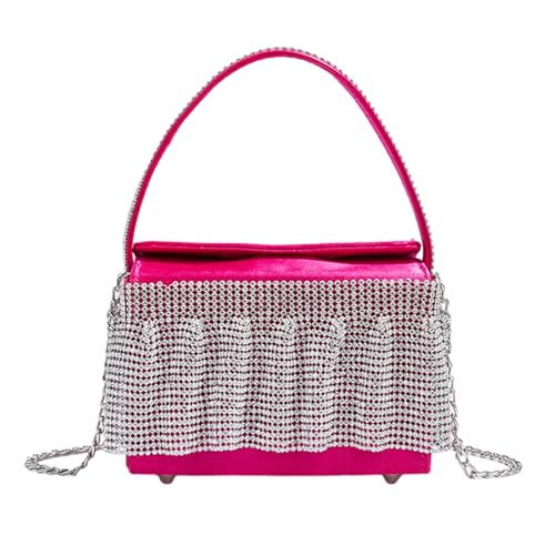 ohodhmnu Damen Tragetasche, 2023 Plissee Quasten Abendtasche Hochzeit Party Schultertaschen für Frauen Bankett Cocktail Crossbody Tasche, hot pink, skeleton