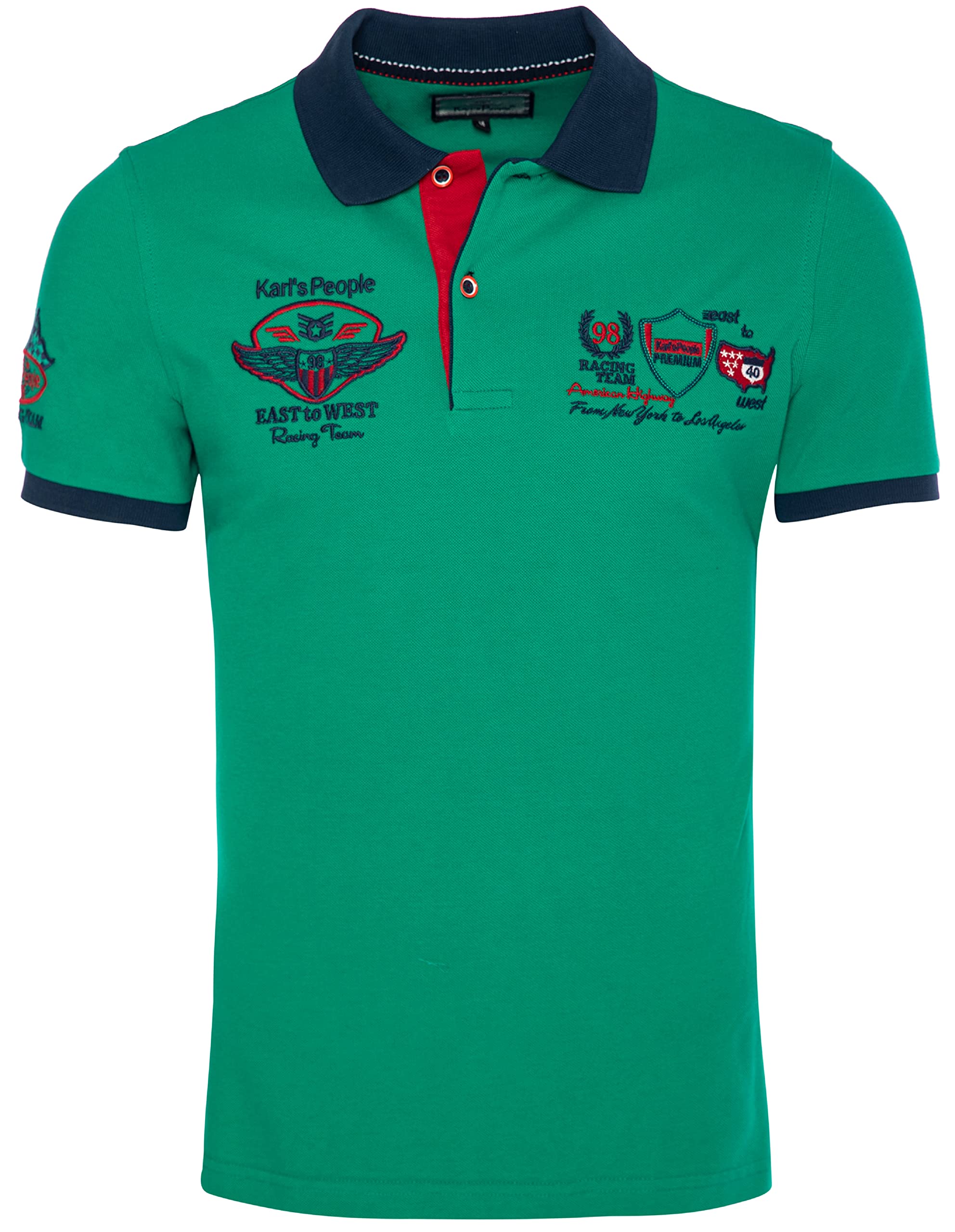 Karl´s People Kurzarm Poloshirt für Herren 100% Baumwolle by CARISMA • Herren Polo Shirt mit Stickerei • Angenehmes Regular Fit Shirt für Büro und Freizeit K-103 S, Grün