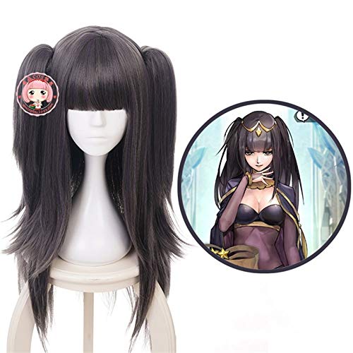 LINLINCD Cosplay wig Feuer Emblem Erwachen Tharja Zwei Pferdeschwänze Cosplay Perücke Frauen Langes Kunsthaar Halloween Karneval Kostüm Perücken Kumz3794