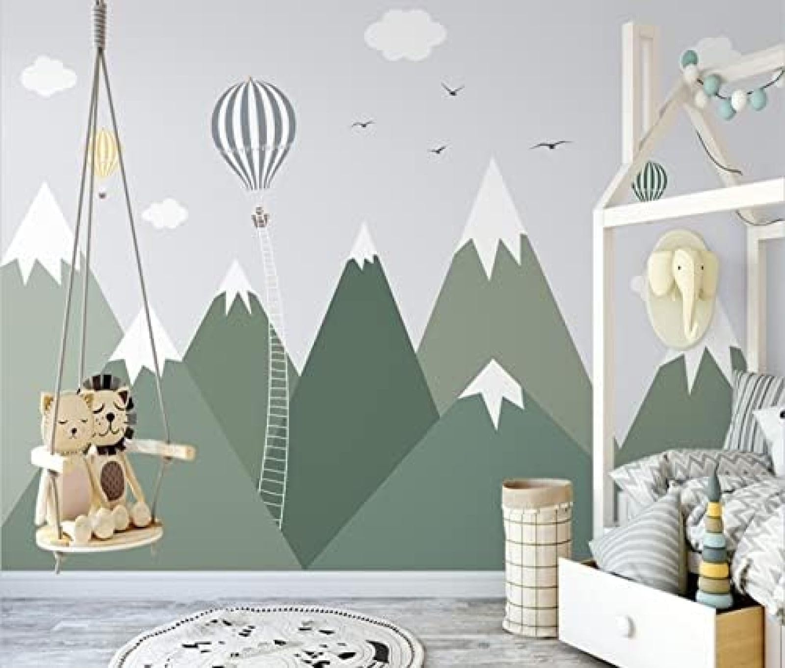 XLMING Einfacher Berggipfel Heißluftballon Kinderzimmer 3D Tapete Wohnzimmer Sofa Schlafzimmer Esszimmer Home Dekoration Wand-200cm×140cm