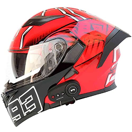 Letetexi Klapphelm mit Integriertem Bluetooth ECE-geprüft, Motorradhelm Bluetooth-Helm mit Anti-Fog-Doppelspiegel, Integralhelm Racing Helm für Damen Herren 54~63CM