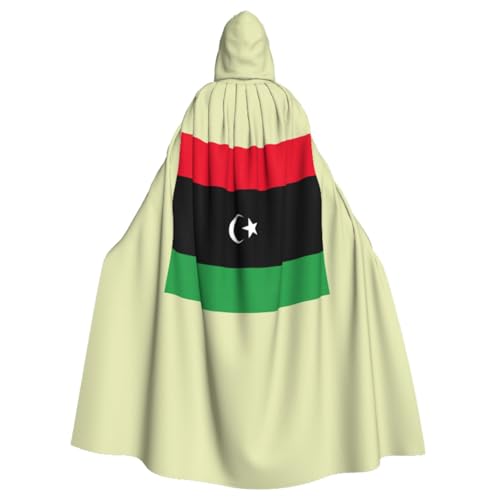 YQxwJL Halloween-Umhang mit libyscher Flagge, Herren, mit Kapuze, Renaissance-Umhang für Erwachsene, Cosplay, Hexenumhang