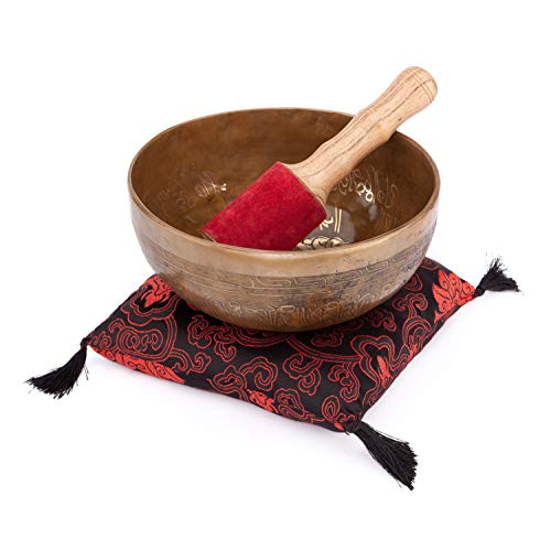 Tibetische Klangschale „Singing Bowl“ mit TARA Gravur von bodhi, ca. 1000 g, Ø 19 cm