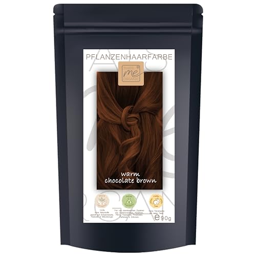 Pflanzenhaarfarbe in versch. Farben "warm chocolate brown" SET inkl. Handschuhe, Abdeckhaube & Shampoo ohne Chemie Haarfarbe vom Naturfrisör | 130g by Thats me Organic® (warm chocolate brown)