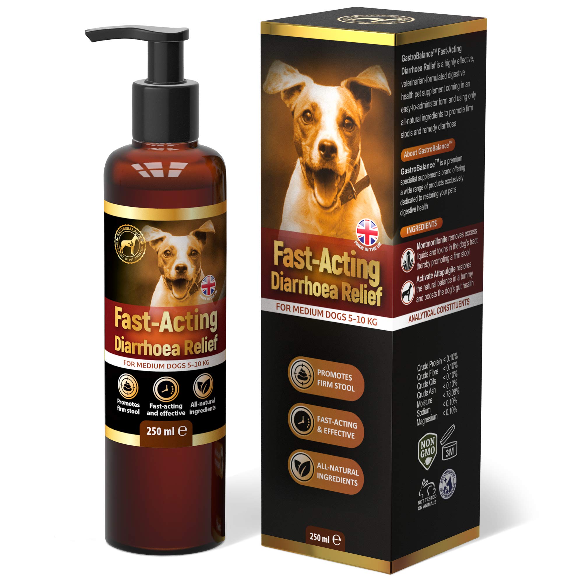 GastroBalance schnell wirkende Durchfallhilfe für Hunde – Natürliche Hunde durchfall behandlung mit sofortiger Wirkung (für MITTELGROßE Hunde 5-10 kg, 250 ml)