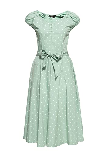 Queen Kerosin Damen Swing Kleid | Polka Dots All-Over-Print | Sommerkleid | Punkte | 50S | 40S | 60S | Gepunktet | Vintage | Rockabilly | Rockabella | Swing Dress