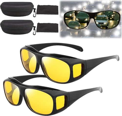 Libiyi Nightglo Glasses,Dotmalls Nightglo Glasses,Sherem Nightglo Glasses,Fit over Sunglasses for Men (2 pcs)