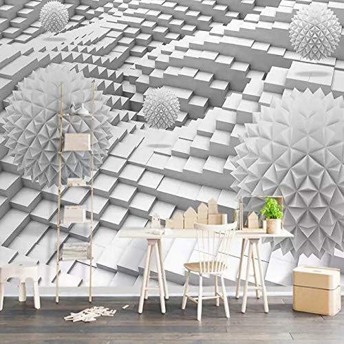 XLMING Abstrakte Kreation Weiße Kugel Und Würfel Treppe Küche Esszimmer Arbeitszimmer Wohnzimmer TV Hintergrund Wand 3D Tapete-200cm×140cm