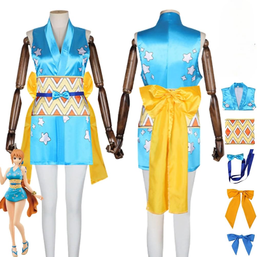 JGZGCG Anime Einteiler Nico Nami Cosplay Perücke Kostüm Outfit Rolle Spielen Uniform Umhang Kimono Full Set Halloween Carnival Party Ankleide anzug