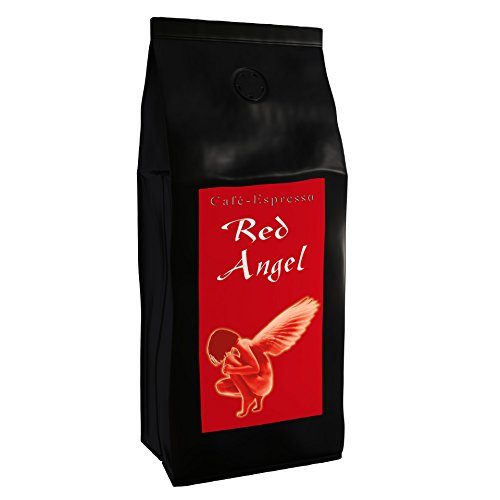 Espresso Kaffee Red Angel - Der Feurige - 1000g Sehr Fein Gemahlen - für Siebträger-maschine, Siebmaschine - Starker Premium-Espresso - Säurearm - Schonend und Frisch Geröstet