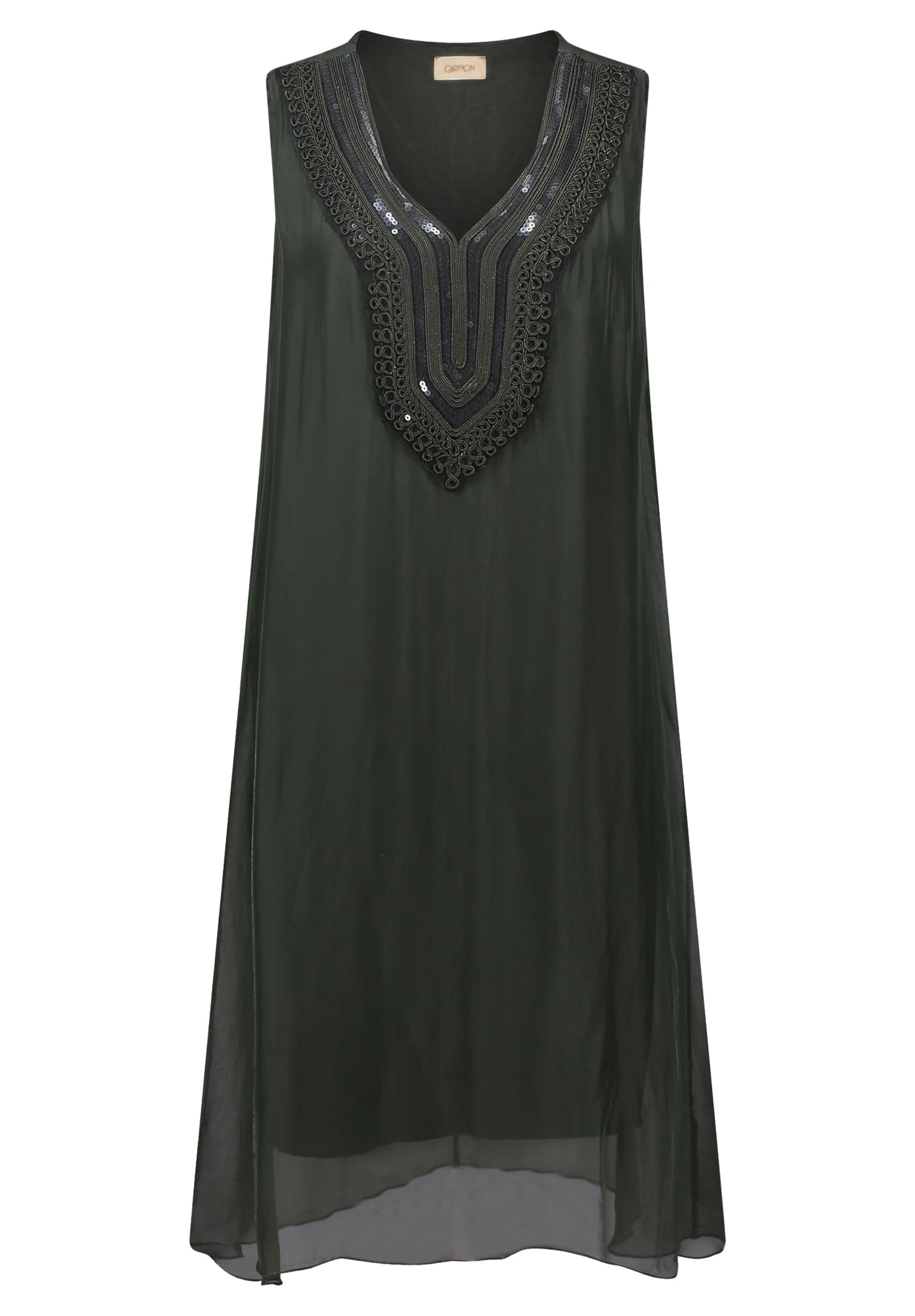 Cartoon Damen Seidenkleid mit Pailletten Bronze Green,38