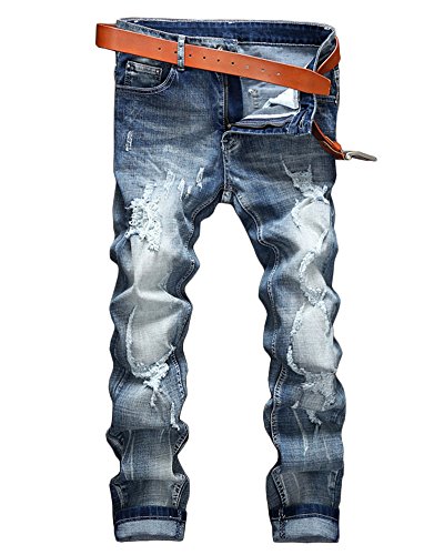 Gladiolus Herren Jeanshose Destroyed Regular Fit Jeanshose Denim Jeans Hose Hellblau 33