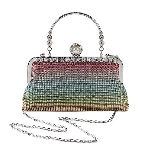 ohodhmnu Damen Tote Bag Geldbörse Abendtasche Elegant Party Bankett Hochzeit Clutches Lady Handtasche Frauen Mädchen Cocktail Umhängetasche, Buntes Rot, with ribbon