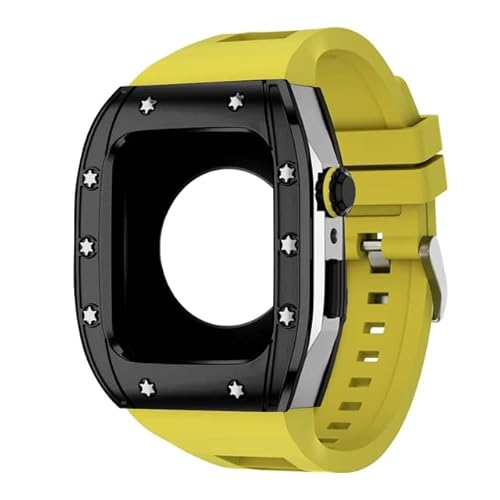 TONECY Correa Modifikationsset, Silikonarmband für Apple Watch, 44 mm, 45 mm, Metall-Schutzhülle, Armband für Apple Watch Serie 8, 7, 6, 5, 4 SE (Farbe: R, Größe: 44 mm)