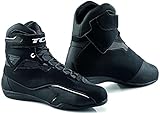 TCX - Zeta Waterproof, Herren-Motorradschuhe, Sportlich und Wasserdicht, Stadttaugliche Schuhe, Obermaterial aus Mikrofaser, Schnürung und Klettverschluss, Schwarz