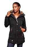 MARIKOO Damen Winter Jacke Mantel Parka warm gefütterte Winterjacke B817 [B817-Lieblings-Schwarz-Gr.L]