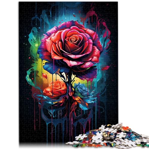 Puzzle für Blutiges Gemälde, Rose, 1000 Teile, Puzzle für Erwachsene, Puzzle aus Holz, interessantes Puzzle zur Stressreduzierung, 1000 Teile (50 x 75 cm)