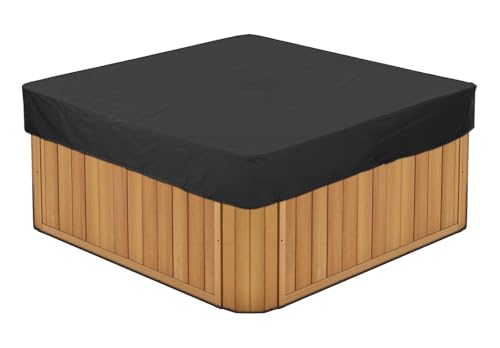 BaCover Outdoor Quadrat Whirlpool-Abdeckung, Allwetter Garten Spa Abdeckung aus 210D Oxford, Wasserdicht, Staubdicht, UV-geschützt Poolabdeckung,Schwarz,220x220x30cm