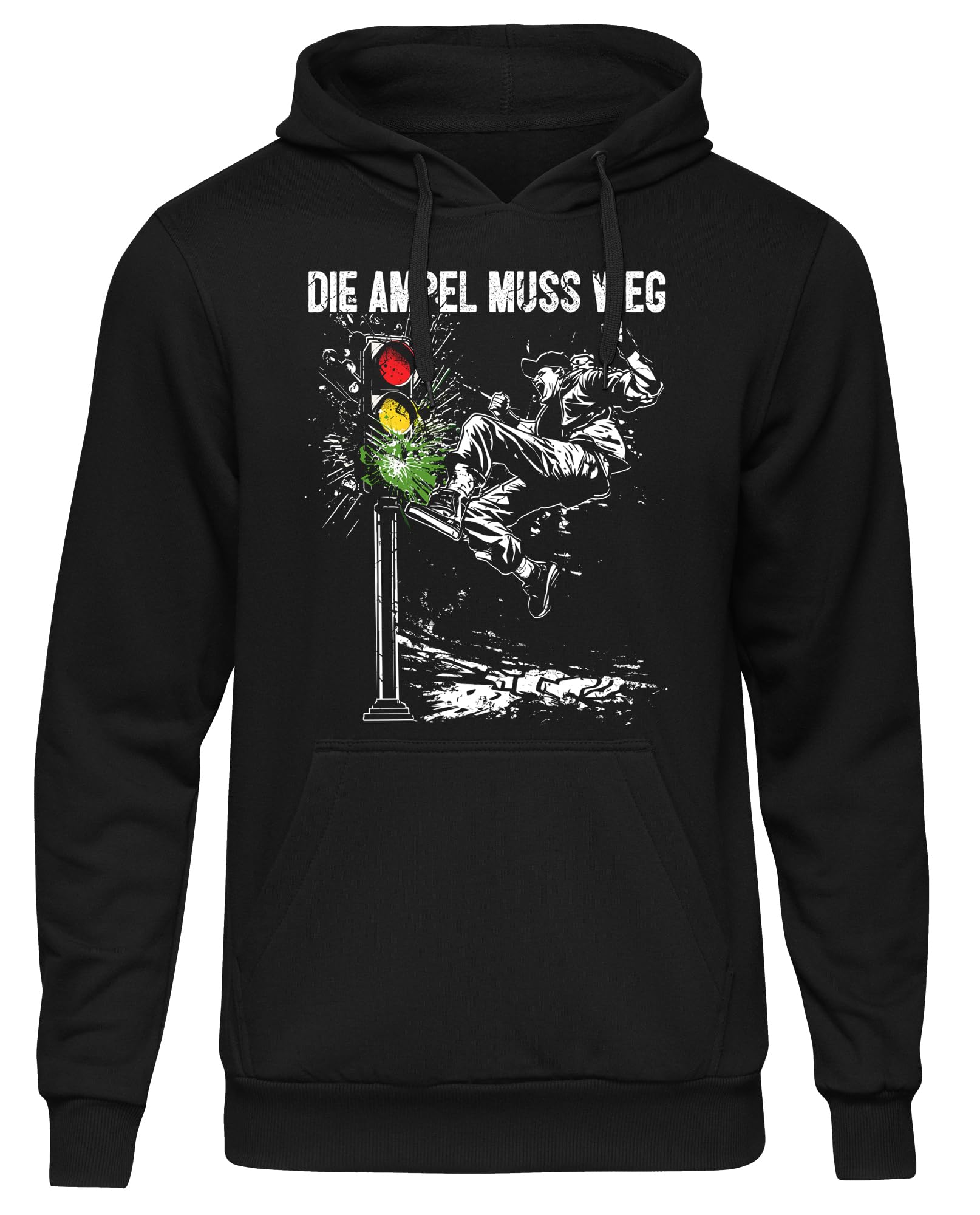 UGLYSHIRT Die Ampel muss Weg Herren Kapuzenpullover | Anti Grün Hoodie Demo Shirt Widerstand Pullover Politik Anti Klimaaktivist | M1 Schwarz (XXL)