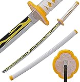 kljhld Bambus Anime Schwert Cosplay Demon Slayer Katana-Agatsuma Zenitsu Schwert Katana 103cm/40 Zoll