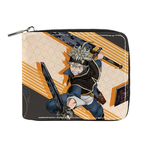 RYNDEX Black Clov-er Anime Wallets, Niedliche Jugend Karikatur Wallet mit Münzfach, Mädchen Geldtasche mit Münzfach und Geldscheinfach(Color:Multicolor 1)