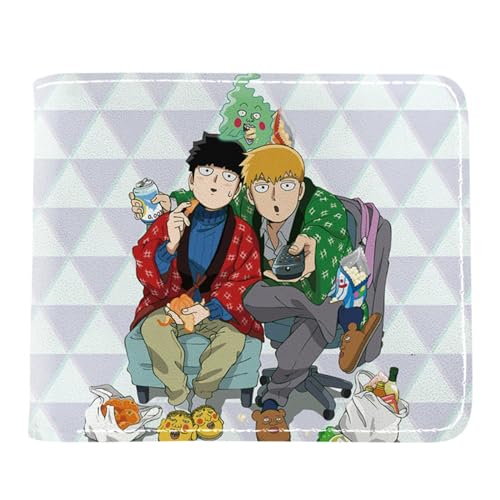 RYNDEX M-ob Psyc-ho 100 Anime Geldbeutel, Schmale Bi-Fold Kleines Portemonnaie, PU-Leder Geldbörse Brieftasche Wallet, für Teenager und Junge Mädchen(Color:Multicolor 7)