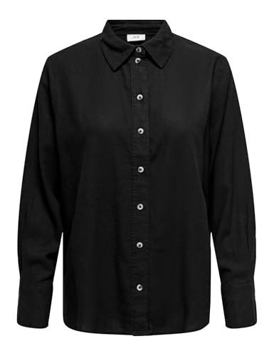 JdY Damen JDYSAY L/S Linen Loose Shirt WVN NOOS Hemd, Black, Small