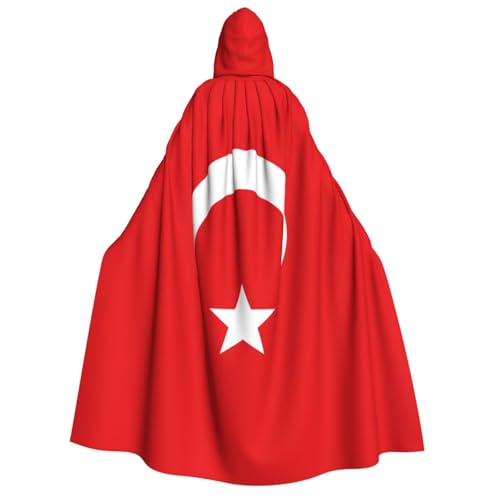 WURTON Umhang mit Kapuze und Flagge der Türkei, für Damen und Herren, Halloween, Karneval, Cosplay, Mottopartys, Dekoration