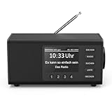 Hama DAB Radio mit DAB+/DAB und FM DR1000DE (Digitalradio mit großem Display, Küchenradio mit einfacher Bedienung, kleines Radio mit großen Tasten, UKW, AUX, 5W, Radiowecker, Seniorenradio) schwarz