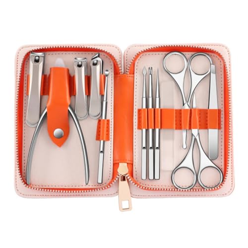 Edelstahl-Nagelknipser-Set, 12-teilig, spritzwassergeschützt, Maniküre, Nagelkunst-Set (D 15,5 x 11 cm)