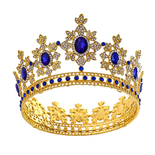 King Crowns Gold Tiaras Rund Abschlussball Hochzeit Haarschmuck Stirnband