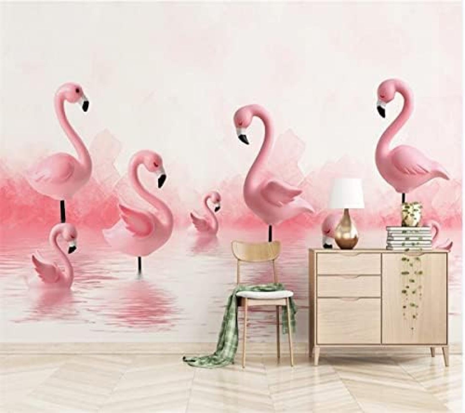 XLMING Einfaches Flamingo-Kinderzimmer 3D Tapete Wohnzimmer Sofa Schlafzimmer Esszimmer Home Dekoration Wand-430cm×300cm