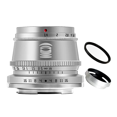 TTArtisan 35 mm F1.4 APS-C Format Große Blende Manueller Fokus Festobjektiv für Fujifilm X Mount Kameras Silber