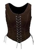 Andracor – Schlichtes Vollbrust Mieder - Figurbetontes Oberteil aus feinem Veloursleder mit Schnürung – für LARP, Mittelalter, Wikinger, Steampunk & Cosplay