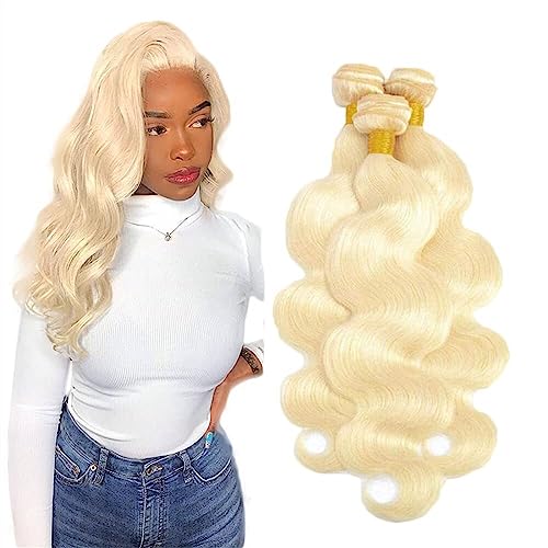 Human Hair Bundles Blonde Haarwebart Bundles 1/3/4 Bundles Brasilianische Körperwelle Remy Haarbündel 8 bis 40 Zoll Menschenhaareinschlag kann gefärbt werden (#613) human hair weave (Color : #613, S