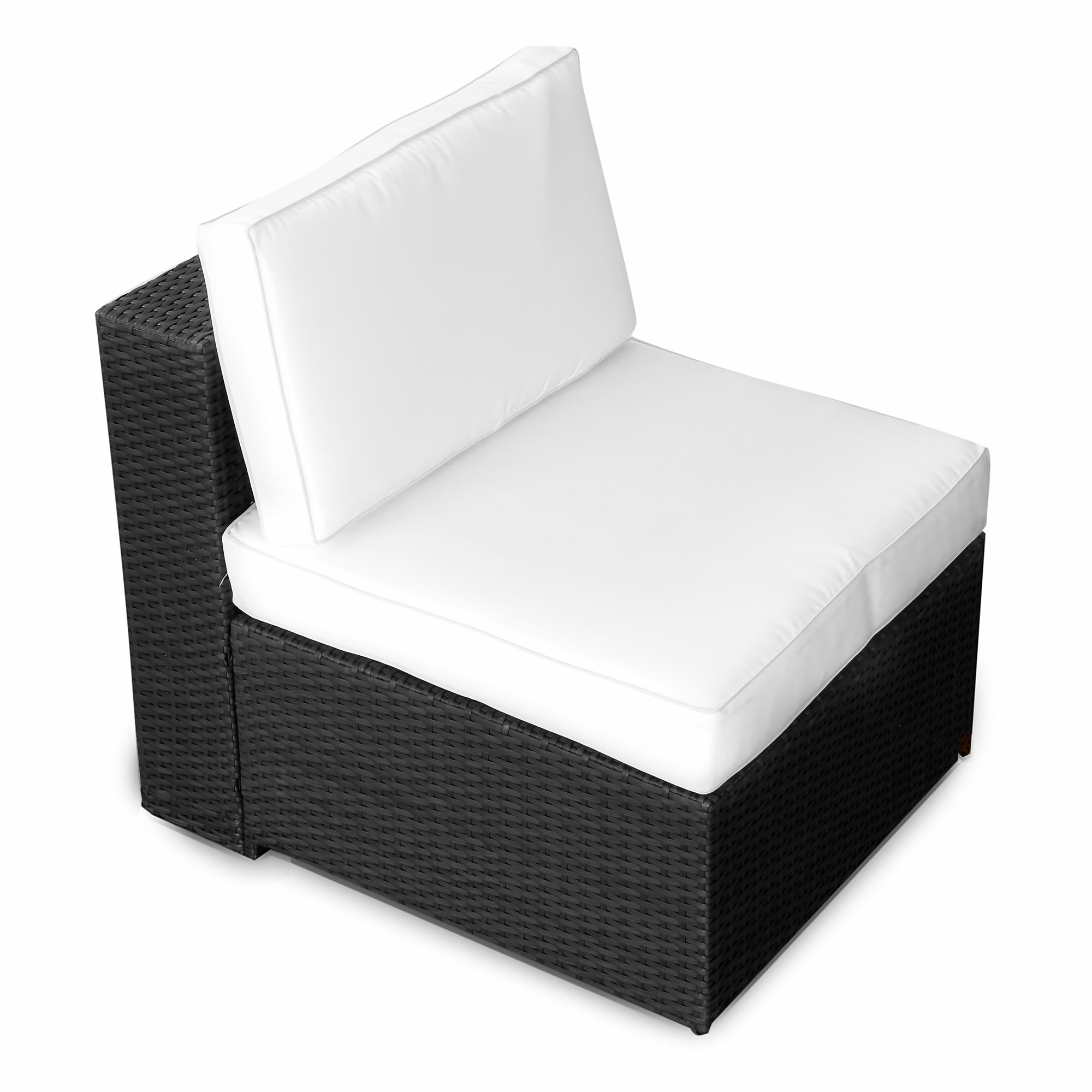 XINRO (1er Polyrattan Lounge Sessel - Mittelteil - Gartenmöbel Polyrattan Sessel - durch andere Polyrattan Lounge Gartenmöbel Elemente erweiterbar - In/Outdoor - handgeflochten - schwarz