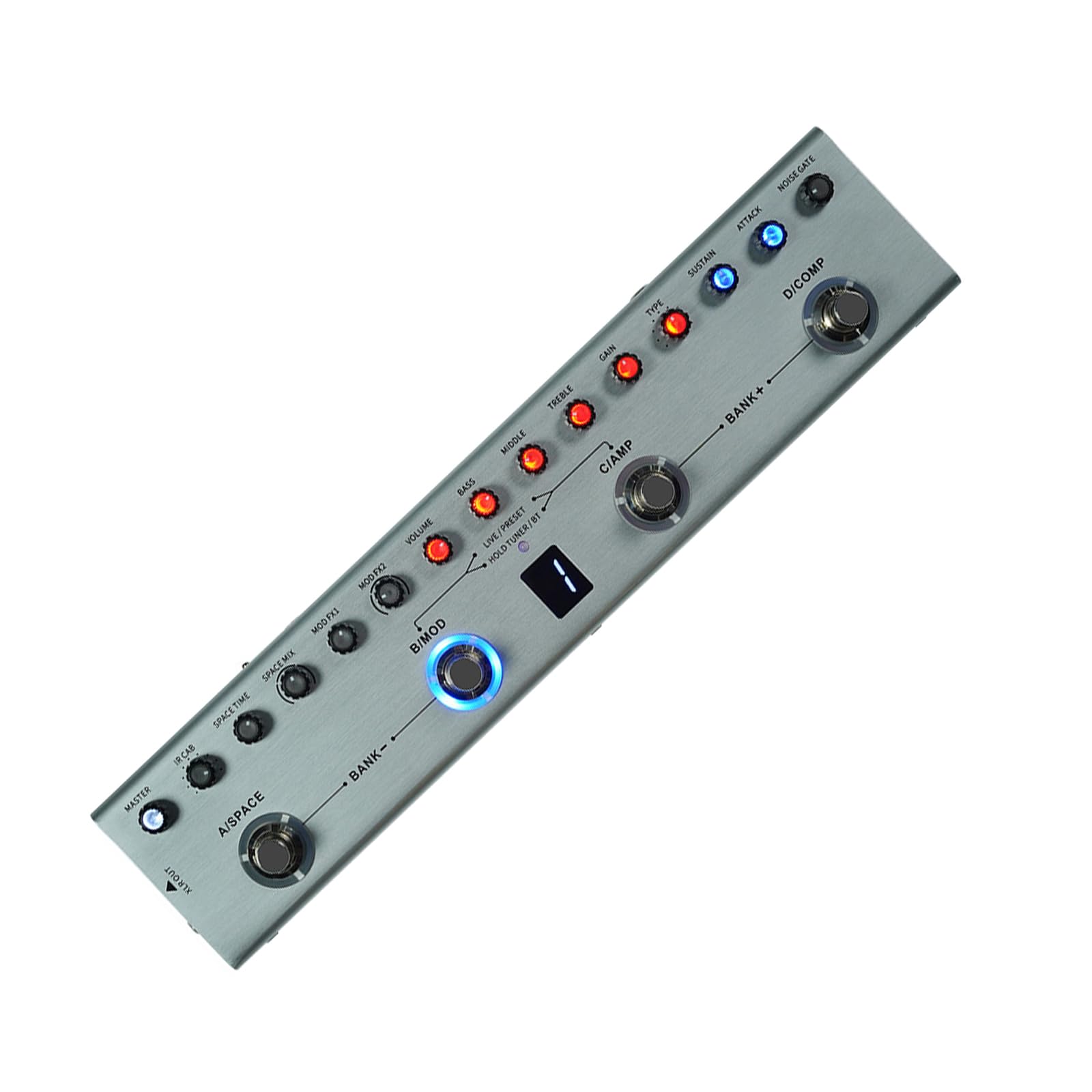 E-Gitarren-Pedal, Effektor, 3-Band-Equalizer, digital, mehrere Effekte, Gitarren-Pedal für E-Gitarre