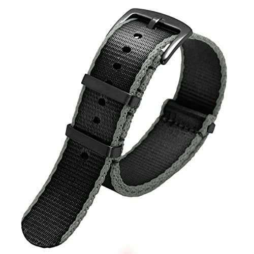 SCRUBY Premium -Qualität 20mm 22 mm Sicherheitsgurtwachtband Nylongurt für Seiko Mido 007 James Bond Militär gestreift(A21 black clasp,22mm)