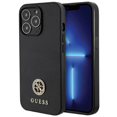 Guess GUHCP13XPS4DGPK Hülle für iPhone 13 Pro Max 6.7" Schwarz hardcase Strass Metal Logo