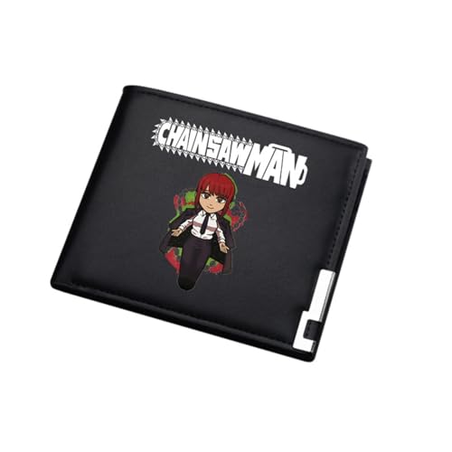 RYNDEX Chains-aw Man Anime-Geldbörsen, Karikatur Charaktere Kleine Geldbörse, PU-Leder Geldbörse Brieftasche Wallet(Color:Black 4)