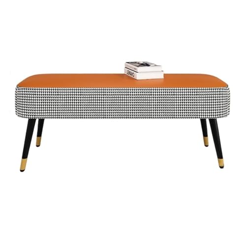 Sitzbank für Schlafzimmer Gepolsterte Schlafzimmerbänke, Wohnzimmer-Fußstützenhocker mit Metallbeinen for den Eingangsbereich, das Esszimmer, das Schlafzimmer und das Ende des Bettes Bettbank(Orange)