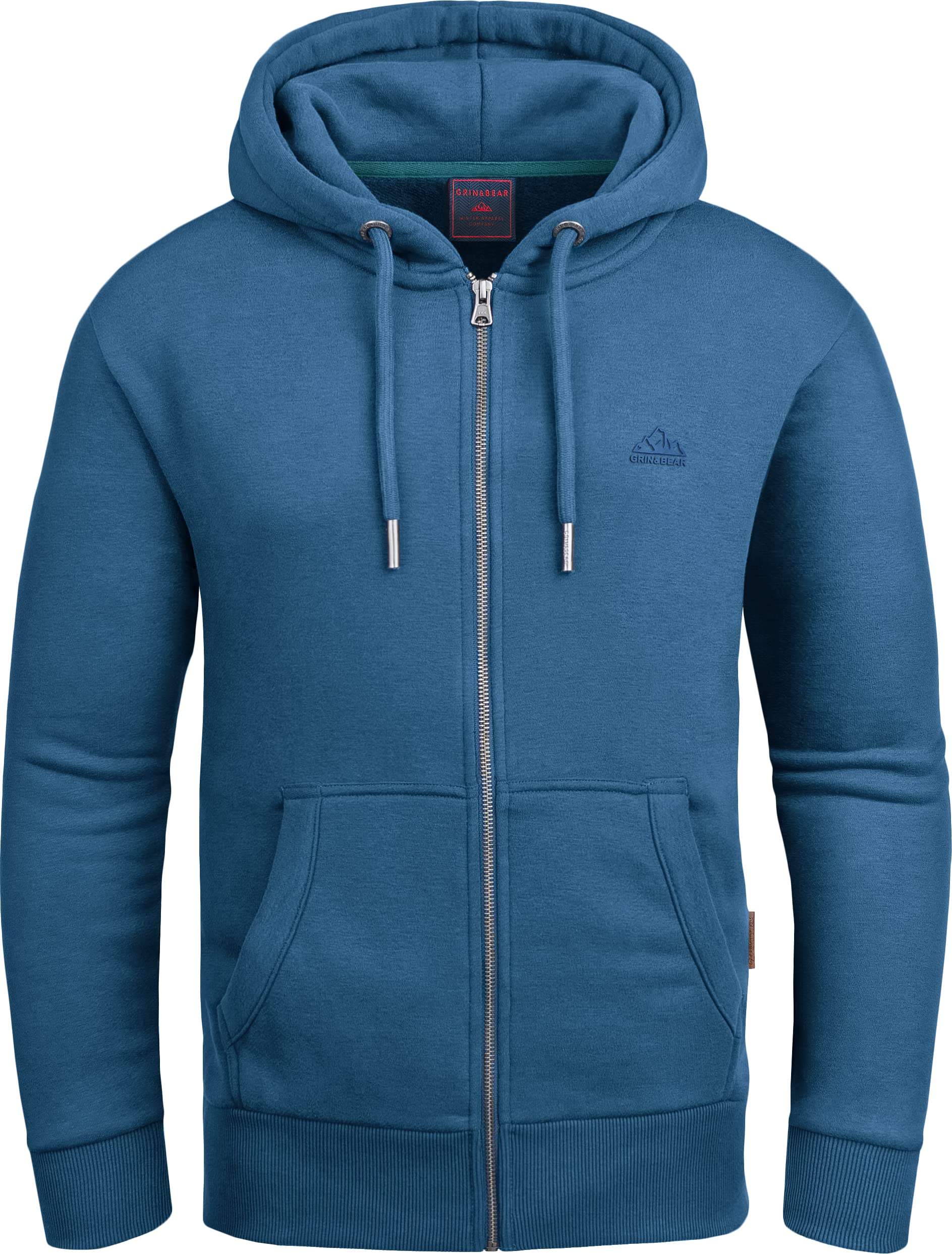 Grin&Bear Hoodie Herren Sweatshirt mit Reißverschluss GEC605 Petrol M