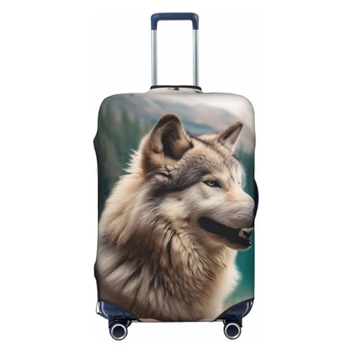 CSGJMYGS Fun Animal Wolf Gepäckabdeckungen für Koffer, waschbar, modisch, dehnbar, kratzfest, passend für 45,7 - 81,3 cm Gepäck, XL, Schwarz, XL, Schwarz , XL