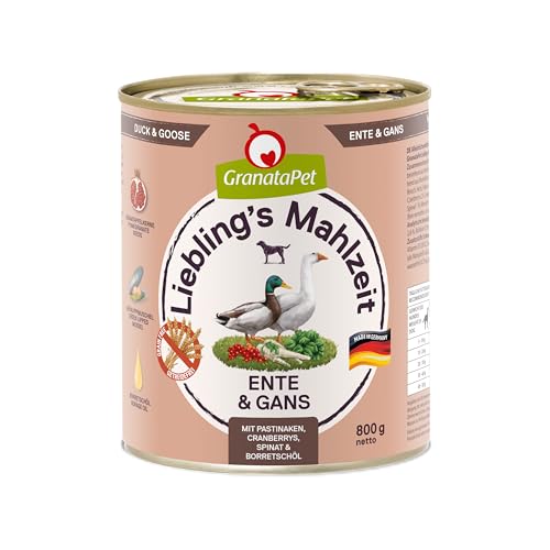 GranataPet Liebling's Mahlzeit Ente & Gans, Nassfutter für Hunde, Hundefutter ohne Getreide & ohne Zuckerzusätze, Alleinfuttermittel, 6 x 800 g