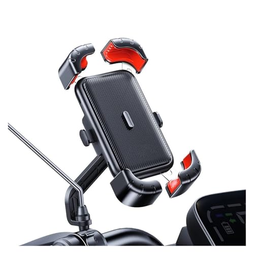 Handyhalterung Motorrad Telefonhalter 360°-Ansicht Universeller -Telefonhalter Für 4,7-7,2-Zoll-Mobiltelefonständer Stoßfester Halterungsclip Handyhalter Fahrrad(S1 Red)