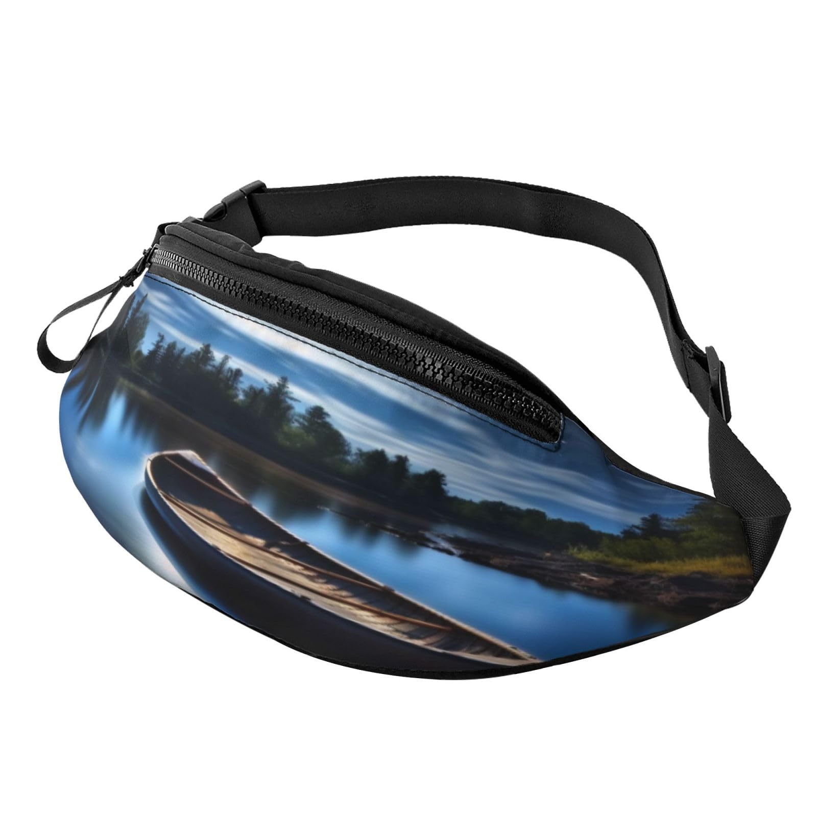 Rainbow Striped Fanny Pack-Lightweight Waist Bag for Travel and Daily Use, Moonlit Kanu Allagash River, Einheitsgröße