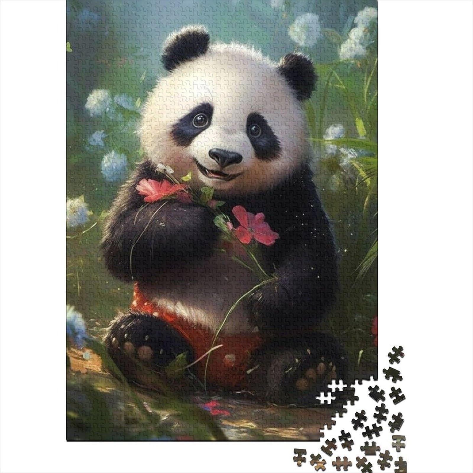 Panda-Puzzle 1000 Teile für Erwachsene Holzpuzzle Puzzles Puzzles für Erwachsene Teenager Nachhaltiges Puzzle für Erwachsene (Größe: 75 x 50 cm)