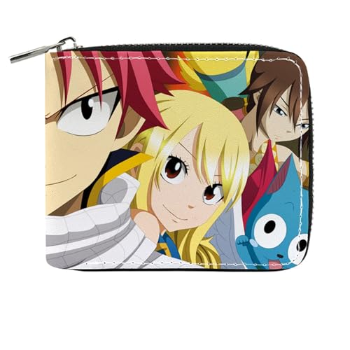 FAI-ry TA-il Geldtasche Anime, PU-Leder Münzbörsen mit Reißverschluss, Mädchen Geldtasche mit Münzfach und Geldscheinfach(Color:Multicolor 7)